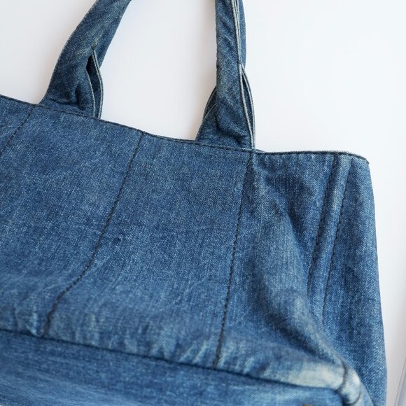 Authentic Preowned Prada Navy Denim Canapa Tote Bag - Picture 4 of 16